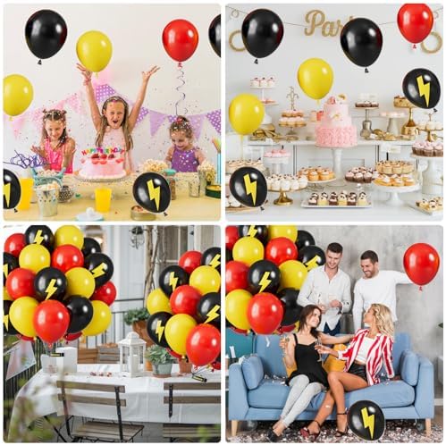 Red Yellow Black Balloons, Lightning Print Balloons for Race Car Party - Image 6