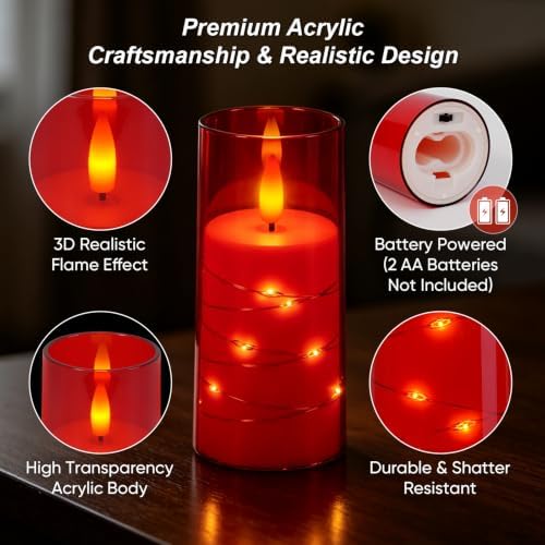Raycare 7 Pack Flameless Battery Operated Pillar Candles with Remote Timer - Image 6