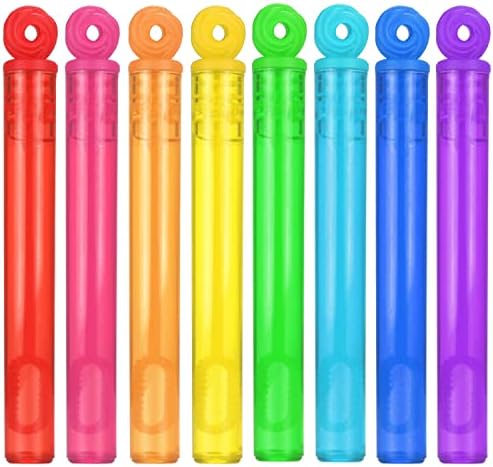 32 Piece Mini Bubble Wands Bulk, 8 Color Bubbles Party Favor Assortment Box by JASNKKONT