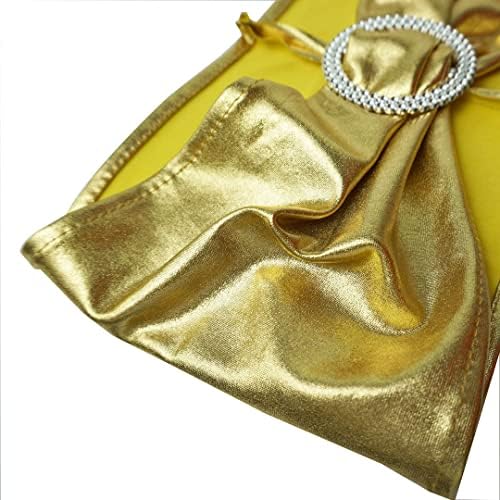 Spandex Chair Sashes Bands, Metallic Gold, 30PCS - Image 4