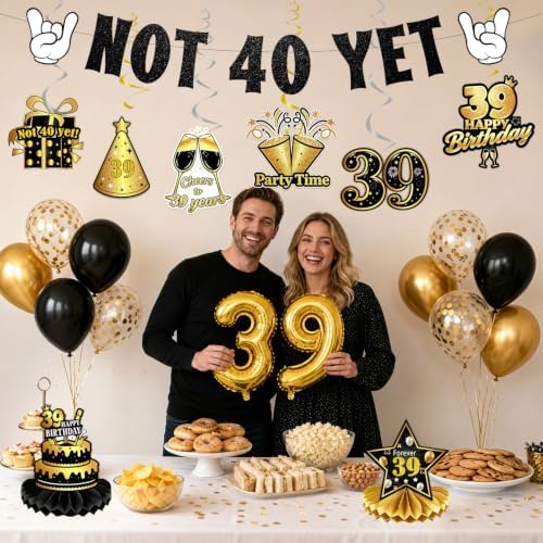 39 Birthday Decorations for Men Women Not 40 yet Balloons Kit 33PCS - Image 5
