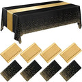 Breling 8 Pack Black and Gold Tablecloths and Satin Runners Set by Breling