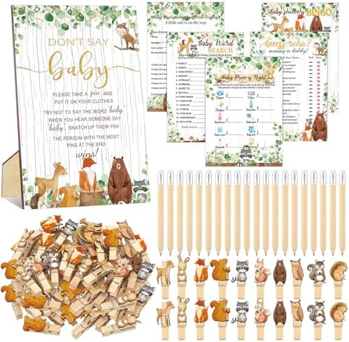 Patelai 321 Pcs Baby Shower Games Supplies, Woodland Animal by Patelai