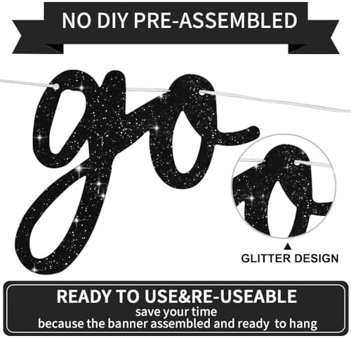 BEISHIDA Glitter Black Pre-Strung Go Shawty It's Your Birthday Banner Decor - Image 2