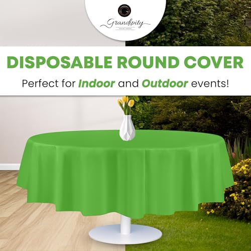 Grandipity Plastic Table Cloth Disposable 12 Pack 84" Round Lime Green - Image 5