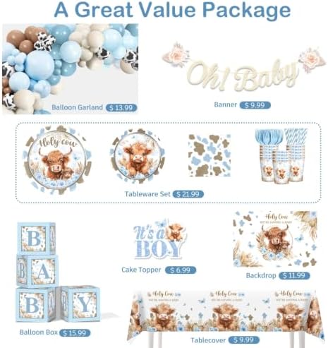 Cocomigo 241pcs Highland Cow Baby Shower Decorations, Serves 20 - Image 4