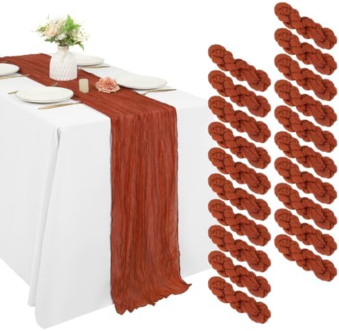20 Pack Cheesecloth Table Runner 20 x 120 Inch, Terracotta by XLEUDTER