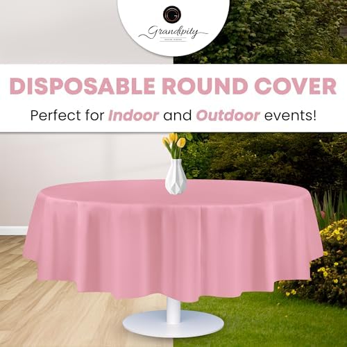 Grandipity Plastic Table Cloth Disposable 12 Pack 84" Round Pink - Image 5