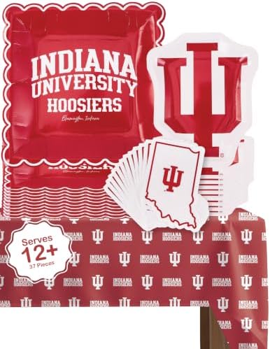 Indiana Hoosiers Party Supplies, Decorations Plates & Napkins IU Decor 37Pc by PartyKandyDecorGifts