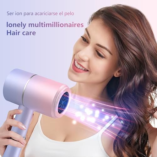 Foldable Ionic Hair Dryer with Diffuser, 800W Fast Drying Blow Dryer, 38000 RPM, Lightweight, Pink Blue, for Home & Travel (Pink Blue) - Image 2