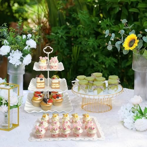 5 Pcs Cupcake Stand Set - White Plastic Dessert Table Display Set - Image 7