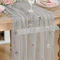 Artoid Mode Gray Flower Pearl Gray Gauze Table Runner 10FT, Seasonal Sheer Dining Holiday Wedding Birthday Baby Shower Table Decor for Home Party by ArtoidMode