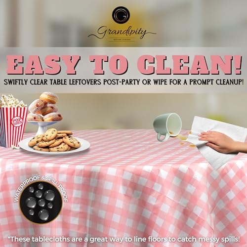 Grandipity Plastic Table Cloth Disposable 12 Pack 84" Round Gingham - Image 3