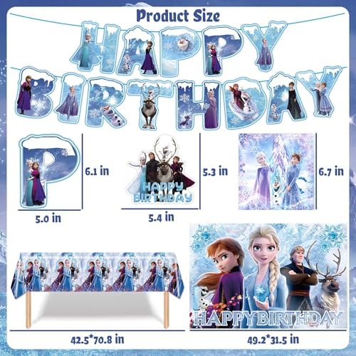 Winter Theme Birthday Party Supplies, Cartoon Princess Party Decorations - Image 3