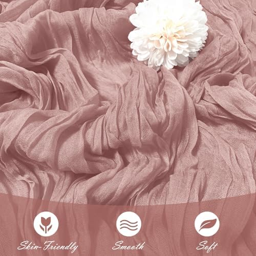 15 Pack Dusty Pink Cheesecloth Table Runner 17 x 108 inch Cheese Cloth Table Runners 9ft Pink Table Runner Rustic Romantic Sheer Gauze Runner for Wedding Party Baby Shower Table Decoration - Image 5