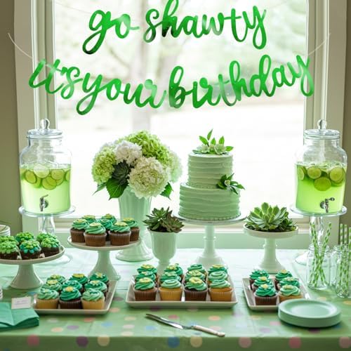 BEISHIDA Bright Green Pre-Strung Go Shawty It's Your Birthday Banner Decor - Image 6