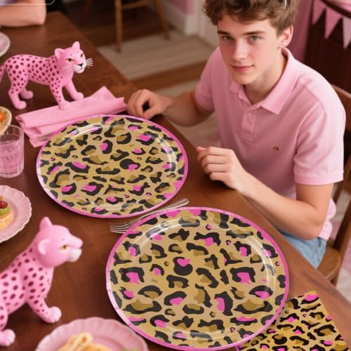 Pink Cheetah Print Birthday Decor, All-in-1 Party Set Serves 25 - Image 5