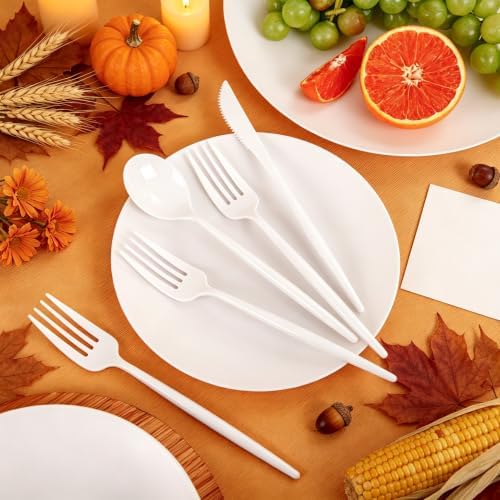 ejonirinjonir 150pcs Heavy-Duty White Plastic Plates for Party Serves 30 - Image 2