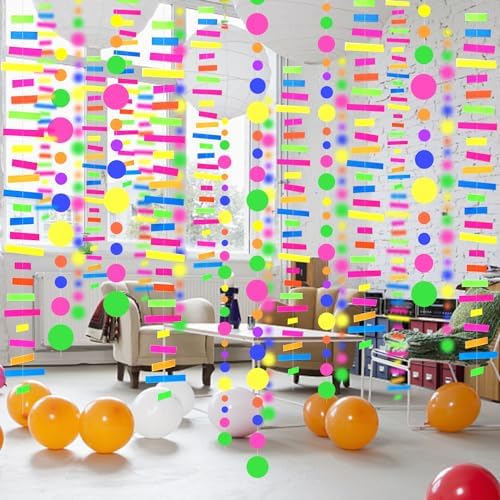 703feet UV Paper Neon Garland Neon Streamers Glow in The Dark Glow Party Supplies and Decorations Glow in The Dark Streamers Blacklight Reactive Fluorescent Black Light Neon Party Supply for Birthday - Image 4
