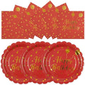 50PCS Happy Birthday Paper Plates and Napkins Party Decorations - 7 Inch Scalloped Red and Gold Dessert Plates and 6.5 Inch Napkins Disposable Tableware Set Birthday Party Supplies, Serves 25 by Unknown