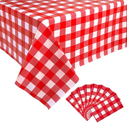 Kesfey Red Gingham Tablecloth Picnic Party Checkered Table Cover 8 Packs by kesfeyhigh-qualitygoods