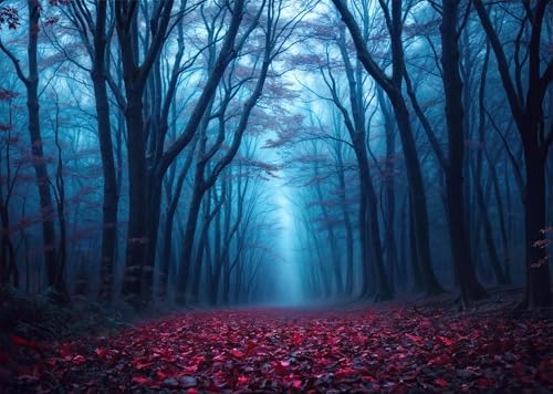 6 x 4 ft Halloween Haunted Misty Forest Backdrop, Horror Creepy Dark Pathway Photograph Background, Spooky Foggy Woods for Halloween Witch Party Photo Backdrop Booth Decorations by Etsyoki