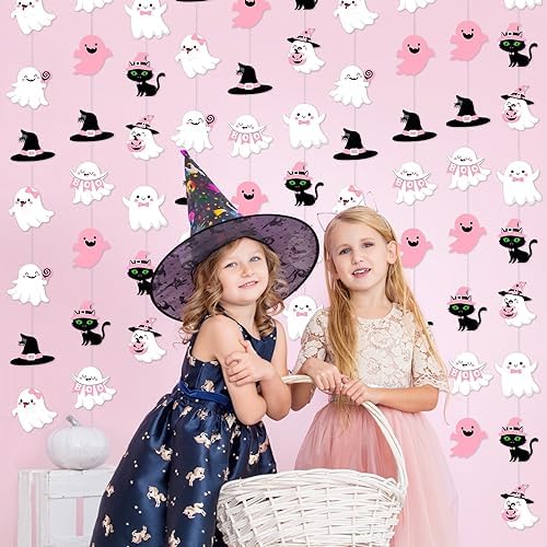 Ceenna 9 Pcs Halloween Pink Baby Shower Decoration Boo Paper Garland - Image 4