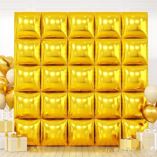 25PCS Gold Square Foil Balloons Wall Backdrop by FEYG