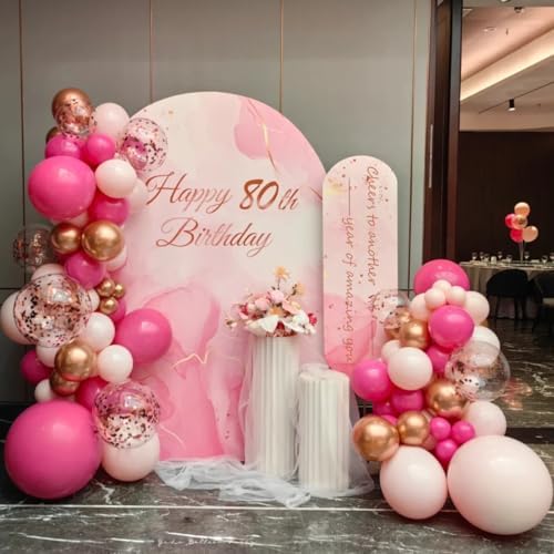 MEBAY Rose Red Pink Champagne Balloon Arch Garland Kit, 146 Pcs Hot Pink Confetti Rose Gold Tender Pink White Balloons for Graduation Birthday Party Baby Shower Wedding Decorations - Image 4