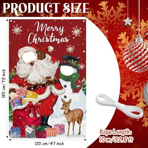 Lunmon 6x4 ft Christmas Photo Booth Door Cover Santa,Christmas Party - Image 2