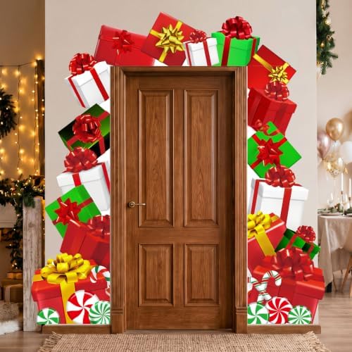 Peryiter 3 Pcs Christmas Door Decorations Holiday Gift Boxes Porch Banner - Image 5