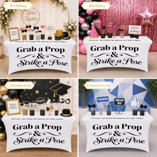 4ft Photo Booth Tablecloth White Stretch Spandex Table Cover - Image 7