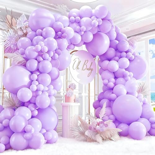 412pcs Pastel Purple Balloon Garland Arch Kit 18 12 10 5 Inch Different Sizes Light Purple Latex Balloons for Baby Shower Birthday Wedding Lavender Party Decoration by PAXILE