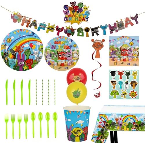 229 PCS Birthday Party Supplies Set, Serves 20 – Plates, Cups, Balloons, Banner, Tablecloth, Cake Topper, Napkins & Stickers – Complete Kids Birthday Decorations Kit by DUMBI
