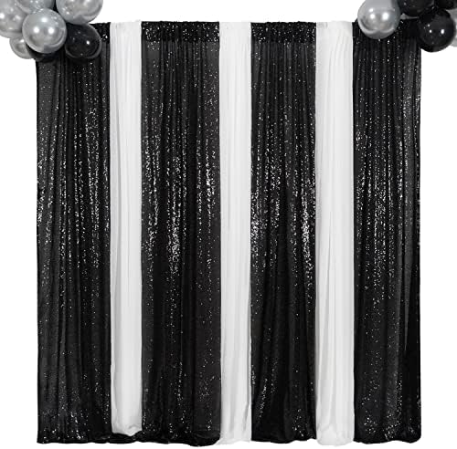 Poise3EHome Black Sequin Backdrop Curtain, 2 Panels 2Ft x 8Ft Glitter Photography Background for Party Baby Shower Wedding Birthday Christmas Thanksgiving Halloween Decoration - Image 6