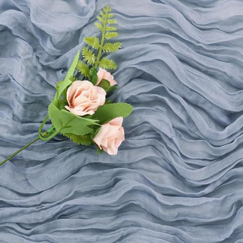 12 Pack Dusty Blue Cheesecloth Table Runner, 35x120 Inch Spring Boho Gauze Table Runner 10Ft Long Rustic Sheer Blue Cheese Cloth Table Decor for Wedding Party Baby Shower Christmas - Image 3