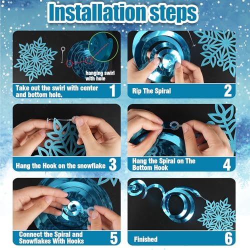 Snowflake Decorations, Christmas Hanging Decor, 48 Glitter Snowflake Swirls - Image 4