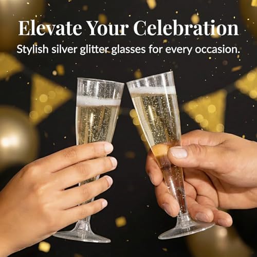Prestee Disposable Champagne Flutes, 4.5 oz Plastic Champagne Glasses - Image 2