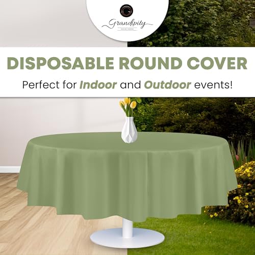 Grandipity Plastic Table Cloth Disposable 12 Pack 84" Round Sage - Image 5