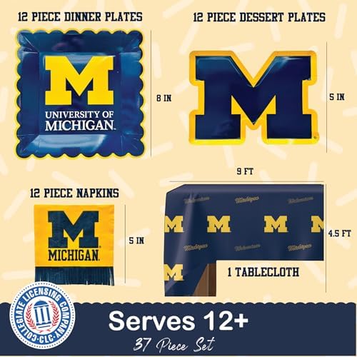 University of Michigan Party Supplies Wolverines Plates Napkins Decor 37 Pc - Image 3