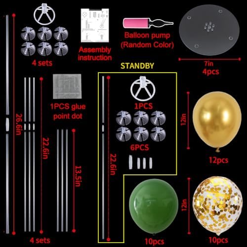 TONIFUL 4 Set Sage Green Gold Balloon Stand Balloon Centerpieces for Table - Image 2