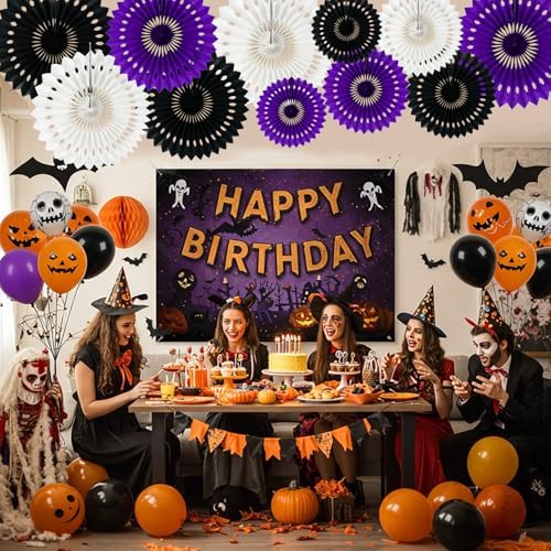 BEISHIDA Honeycomb Round Paper Fans Black Purple Hanging Party Decoration - Image 5