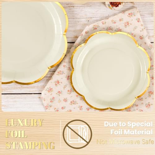 OuMuaMua 350Pcs White Paper Plates and Napkins Party Supplies for 50 Guests - Image 5