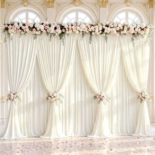 50x10ft Ivory Backdrop Curtain Panels for Parties - Wrinkle Free Polyester Photo Curtain Backdrop Wedding Back Drop Fabric Drapes for Party Decorations Background for Photography - Image 2