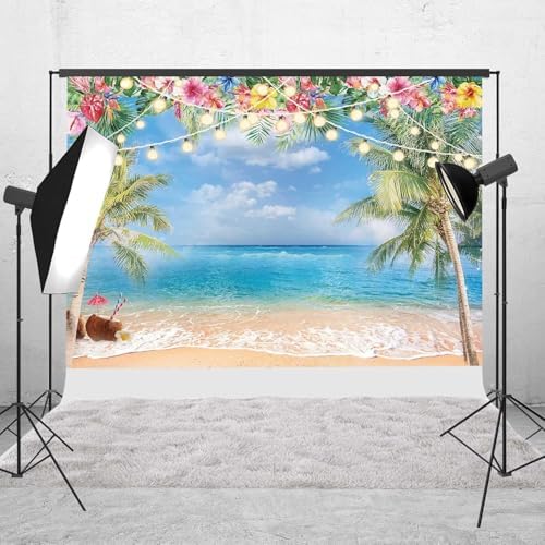 12x8ft Summer Hawaiian Beach Photography Backdrop - Image 2