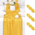 3 Pack Gold Cheesecloth Table Runner 17x108 Inch Semi Sheer Boho Gauze Cheese Cloth Fabric Table Runners Table Decor for Wedding Party Baby Shower Birthday Home Decor Garden Farmhouse by Unknown