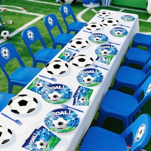 REDWORD Soccer Party Decorations, 96Pcs Soccer Plates and Napkins-Serves 24 with Forks for World Soccer Cup Sports Theme Birthday Party Decorations - Image 6