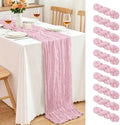 10 Pack Light Pink Cheesecloth Table Runner, 17x108 Inch Semi Sheer Boho Gauze Cheese Cloth Fabric Table Runners for Wedding Party Baby Shower Birthday Garden Farmhouse Table Decor by Yemosa