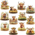 Wesiti 12 Pcs Highland Cow Table Decoration Wooden Highland Cow Centerpiece by Wesiti