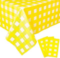 Kesfey 3 Packs Yellow Gingham Tablecloth 54 x 108 Inches Yellow and White Checkered Table Cloths Disposable Plastic Gingham Tablecovers Waterproof Rectangle Picnic Plaid Table Cover for Camping Party by kesfeyhigh-qualitygoods
